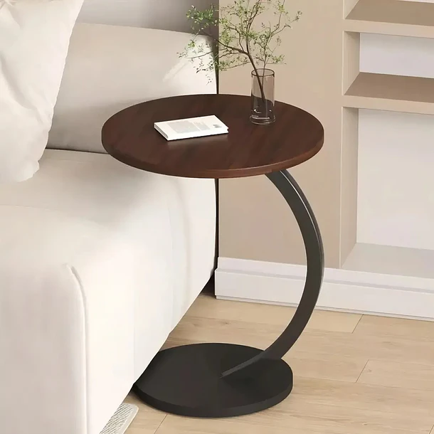 Mesa Auxiliar Lateral Redonda 40x60 cm en Forma de C para Sillón o Cama 3
