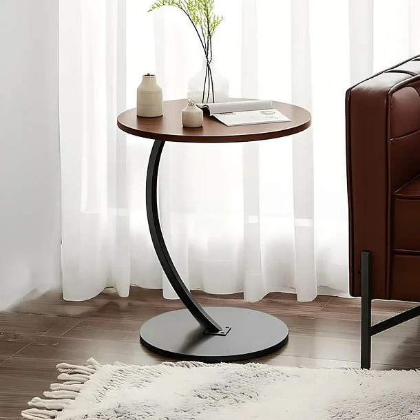 Mesa Auxiliar Lateral Redonda 40x60 cm en Forma de C para Sillón o Cama 4