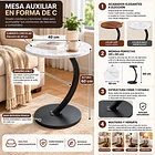 Mesa Auxiliar Lateral Redonda 40x60 cm en Forma de C para Sillón o Cama 7