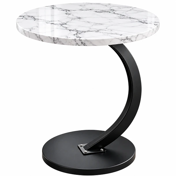 Mesa Auxiliar Lateral Redonda 40x60 cm en Forma de C para Sillón o Cama 6