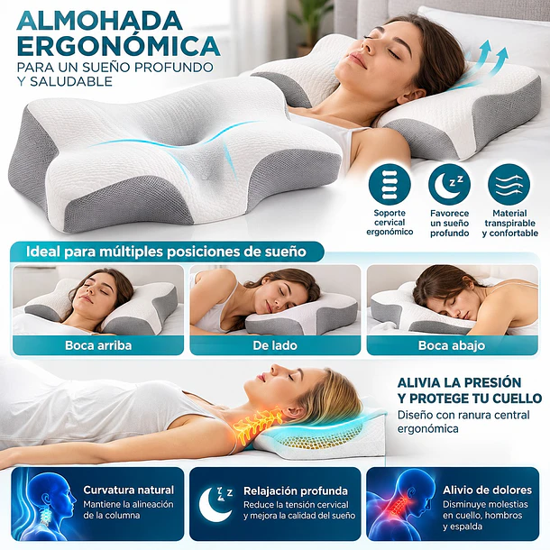 Almohada Ortopédica Cervical Ergonómica Para Dormir 5