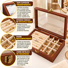 Joyero Organizador De Madera Con Tapa Transparente 20x15x5cm 3
