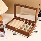 Joyero Organizador De Madera Con Tapa Transparente 20x15x5cm 4