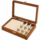Joyero Organizador De Madera Con Tapa Transparente 20x15x5cm 1