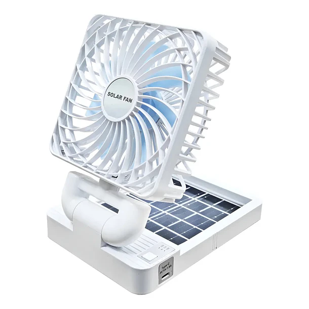 Ventilador Doble Portátil Para Auto Con Carga Solar Usb 2