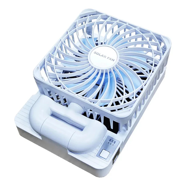 Ventilador Doble Portátil Para Auto Con Carga Solar Usb 5
