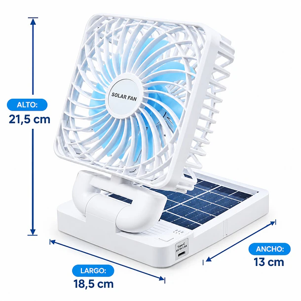 Ventilador Doble Portátil Para Auto Con Carga Solar Usb 6