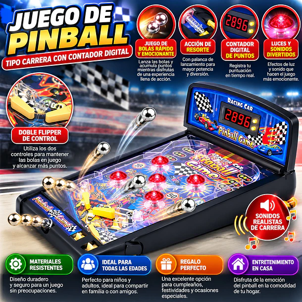 Juguete Electrónico Pinball Game Racing Car + Luces Y Sonido 2