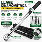 Llave Dinamométrica Profesional Ajustable con Estuche y Tabla de Torque 2