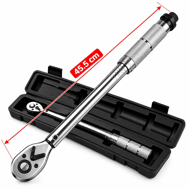 Llave Dinamométrica Profesional Ajustable con Estuche y Tabla de Torque 4