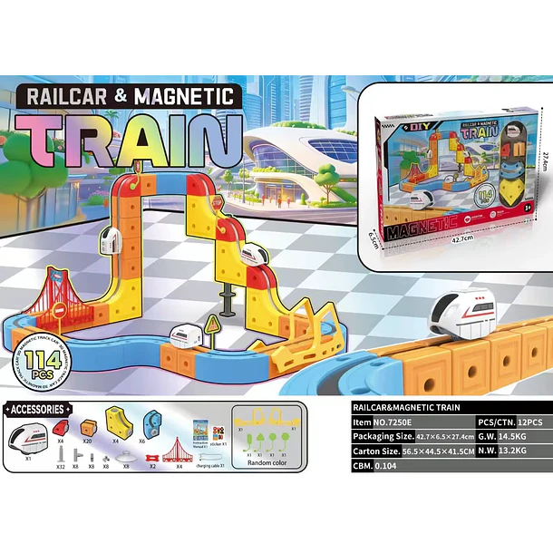 Set De Tren Magnético Diy De 114 Piezas Con Pista Escaladora 3