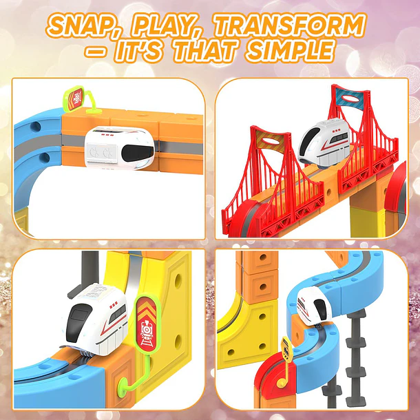 Set De Tren Magnético Diy De 114 Piezas Con Pista Escaladora 4
