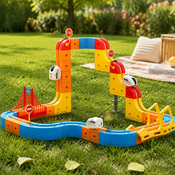 Set De Tren Magnético Diy De 114 Piezas Con Pista Escaladora 7