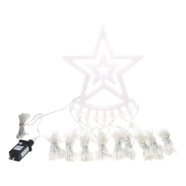 Cascada De Luces Led Navideñas Con Estrella De 3 Metros 1