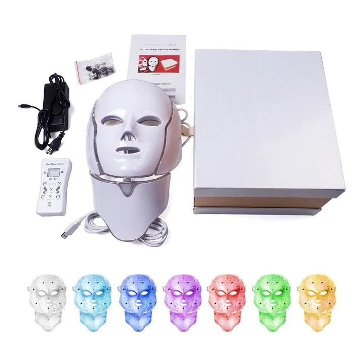 Máscara Led Terapia Facial 7 Colors Led Luz