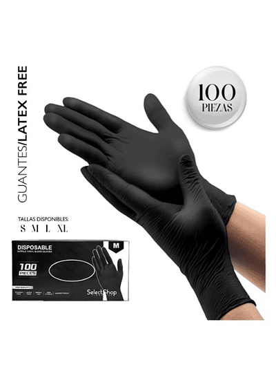 Guantes De Nitrilo Vinil Libre De Latex Sin Polvo Negros GRANDE