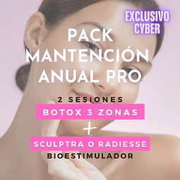 Pack Mantención Anual PRO - 2 sesiones Botox + Bioestimulador (Sculptra o Radiesse)