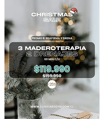 3 Maderoterapia + 2 Drenaje linfático
