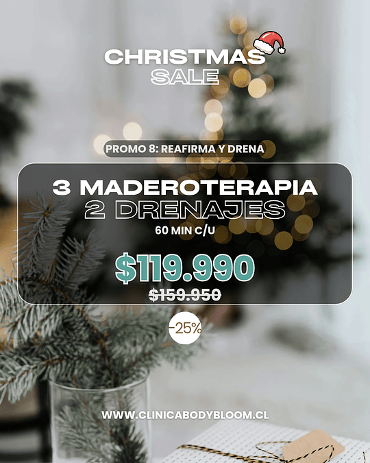 3 Maderoterapia + 2 Drenaje linfático