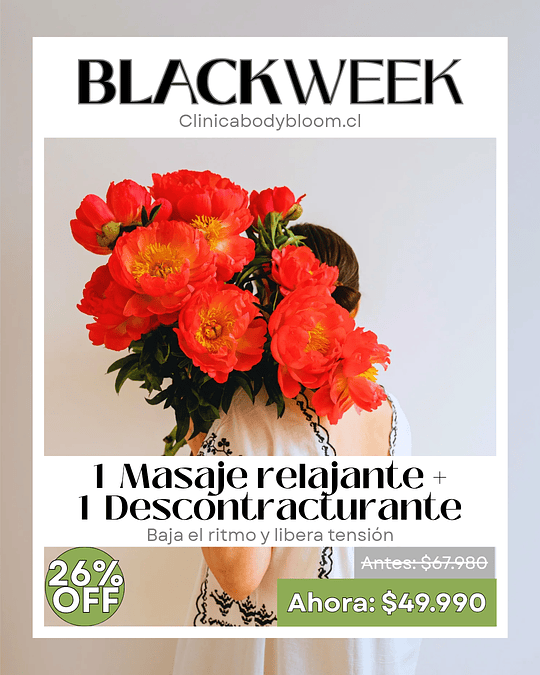 1 Masaje relajante + 1 Descontracturante