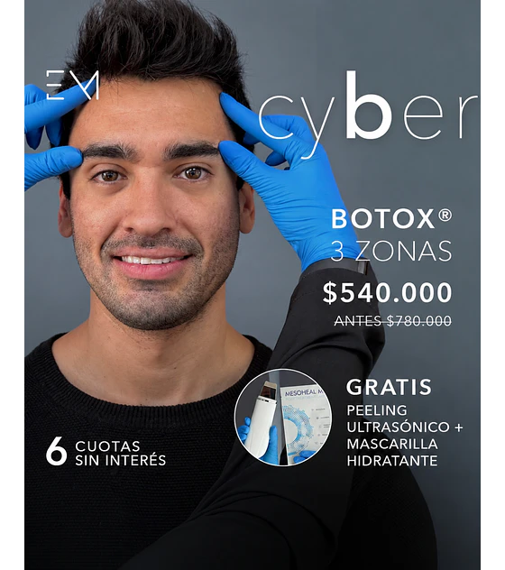 Toxina 3 zonas + Peeling ultrasonico + Mascara 3 ses.
