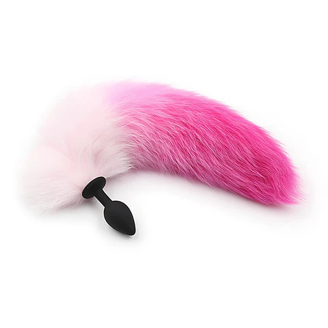 Cola de Zorro con Plug de Silicona - Fucsia 45 cm