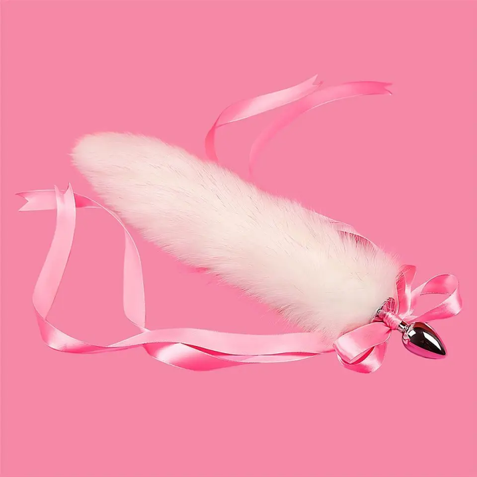 Cola de Zorro con Plug de Metal - Rosa 38 cm 1