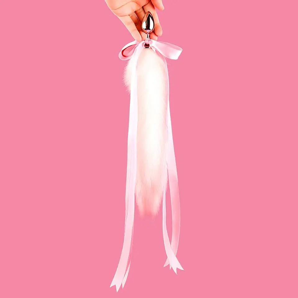 Cola de Zorro con Plug de Metal - Rosa 38 cm 3