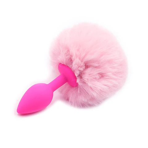 Plug Anal Cola de Conejo Rosado