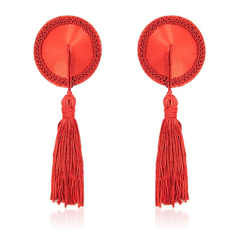 Pezoneras Satinadas con Borlas Rojas