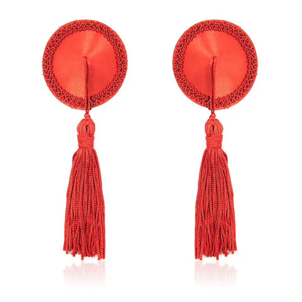 Pezoneras Satinadas con Borlas Rojas 1