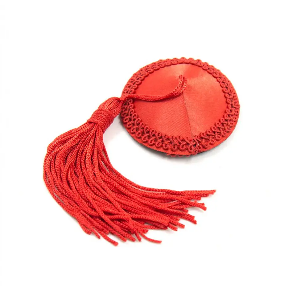 Pezoneras Satinadas con Borlas Rojas 2