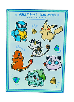 Lámina de Stickers Pokemones guatones 