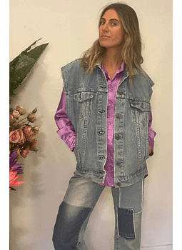 Chaqueta Jeans Sin Mangas Espalda estampada Talla S Oversize Levi 