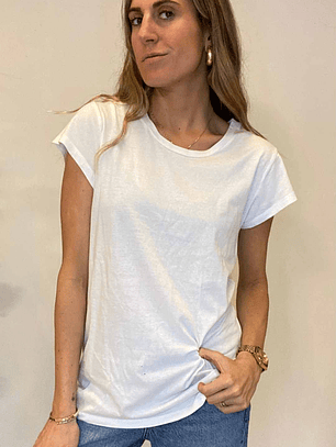 Polera Blanca Manga Corta Básica Cuello Redondo Talla XL Universal Thread