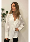 Blusa Blanca Cuello en V Oversize