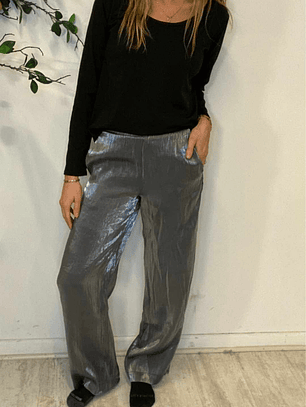 Pantalones Elegantes Gris Platiados Talla 34 