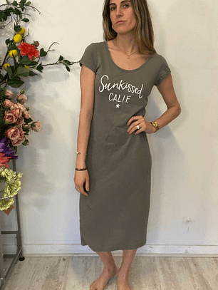 Vestido Manga Corta Midi Gris Sunkissed Calif Talla S  EDC Esprit