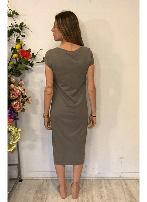 Vestido Manga Corta Midi Gris Sunkissed Calif Talla S  EDC Esprit