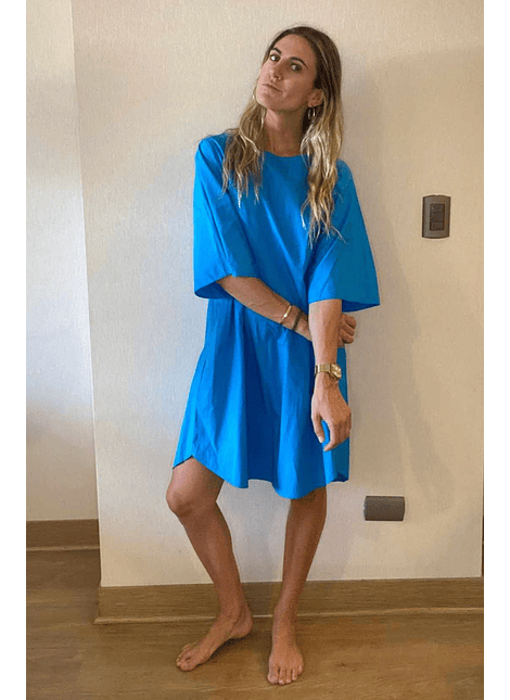 Vestido Manga Corta Azul Con Bolsillos Talla M COS 