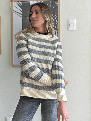 Chaleco Blanco Invierno Rayas Grises Talla XS Banana Republic