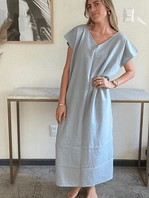 Vestido Verde Claro Lino Talla Estándar