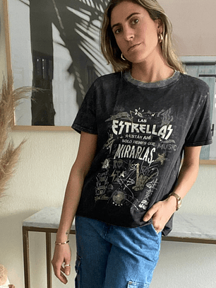 Polera Gris Rock Talla M Color Blue 