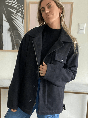 Chaquetón De Paño Gris Marengo Talla M Old Navy