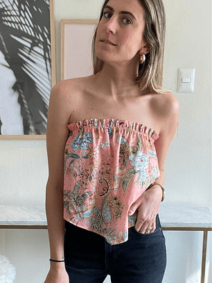 Polera Straples Rosada Diseños Flores Talla S Zara