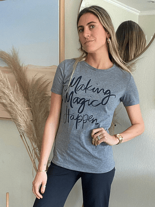 Polera Manga Corta Gris Making Magic Happen Talla M Iyaege