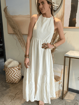 Vestido Blanco Invierno Halter Con Etiqueta Talla M Zara