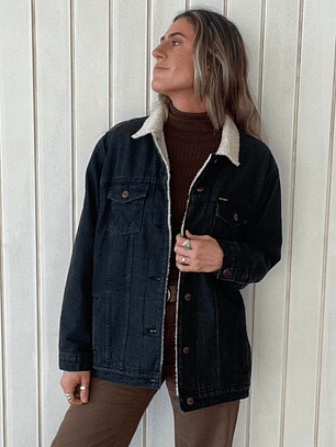 Chaqueta Jeans Negra Chiporro Por Dentro Talla S (Oversize) Wrangler