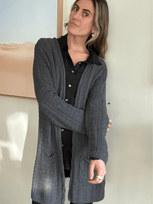 Chaleco Gris Abierto Midi Talla XL Leo & Nicole