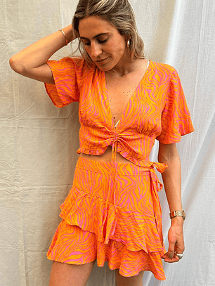 Conjunto Print Cebra Naranjo/ Lila Talla M Seven Sister